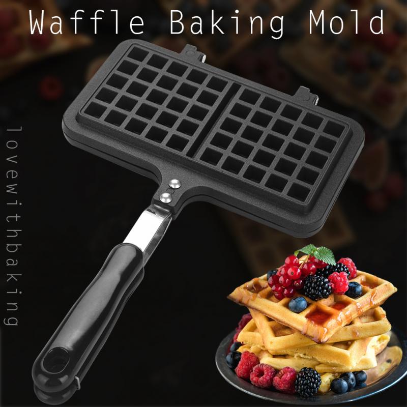 Dubbla huvud hushålls kök gas non-stick våffel maker form form mögel press tallrik ägg bubbla bakverktyg