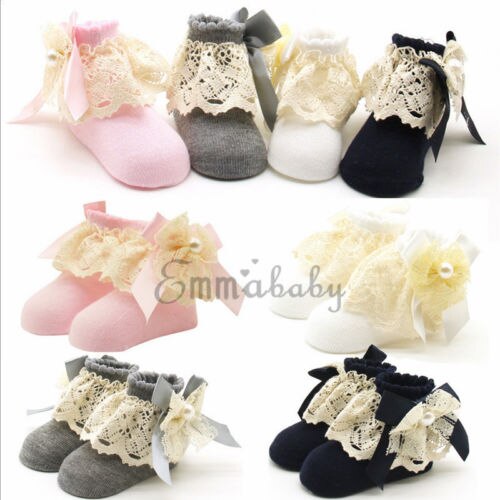 Baby Sock 1 Pair Girl Kids Newborn Baby Lace Ruffle Socks Warm Bowknot Non-slip Cotton Ankle Socks