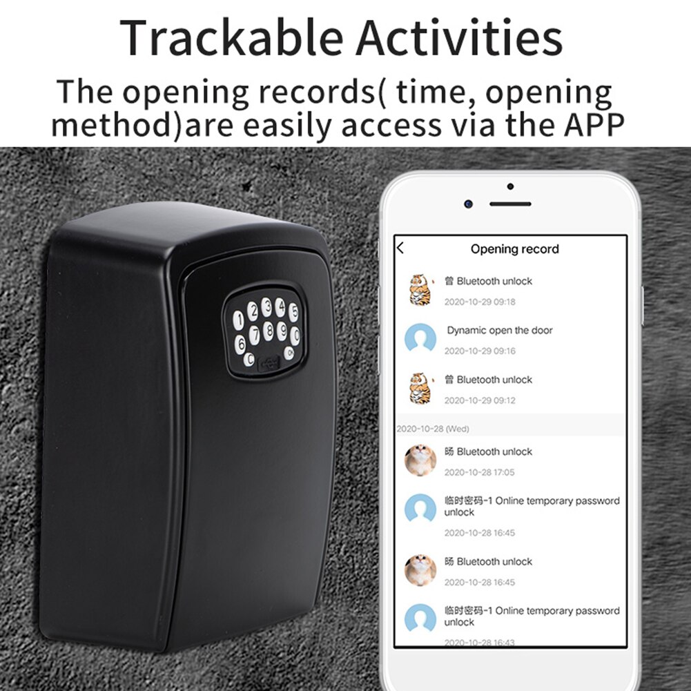 Smart Key Lock Box Tuya Wall Mount Smart Home Key Safe Box Weatherproof for Construction Sites Homestay Apartment