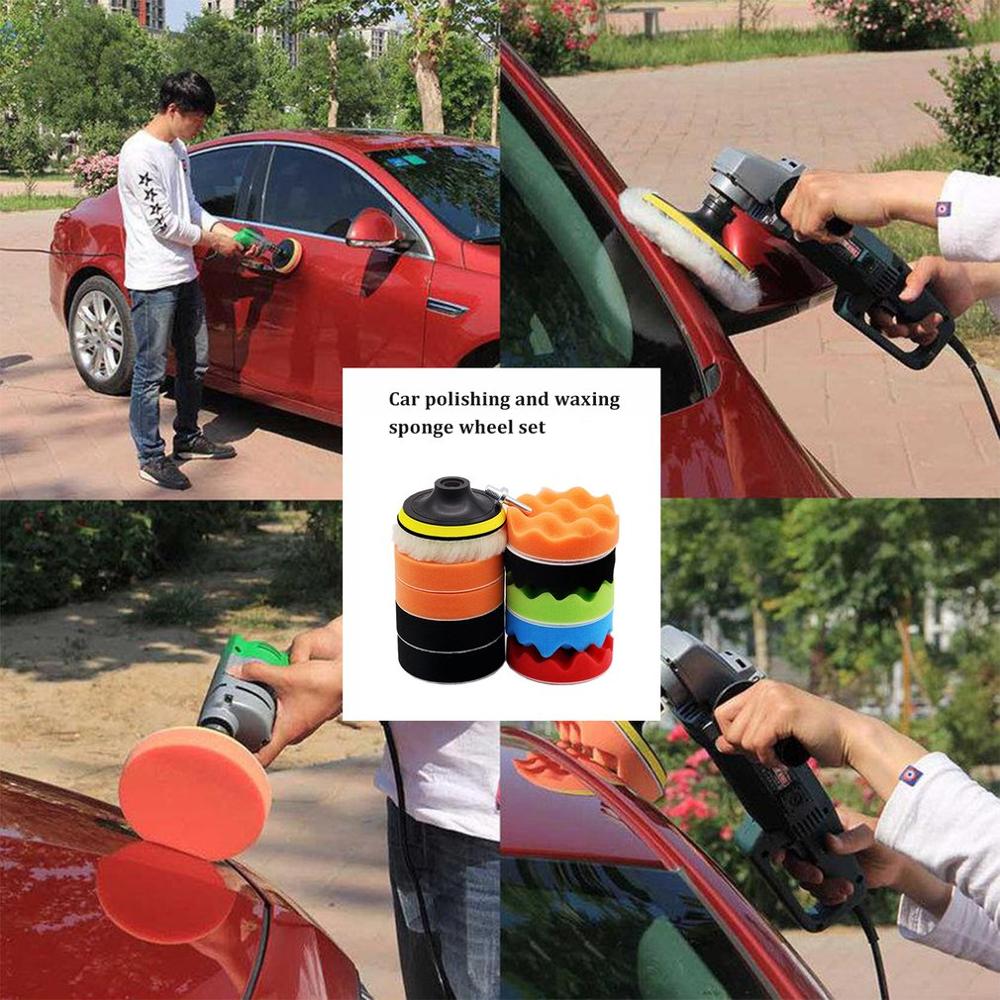 Car Cleaning Sponge 4 Inch Car Polishing Waxing Sponge Portable Car Self-Adhesive Polishing Waxing Sponge Set