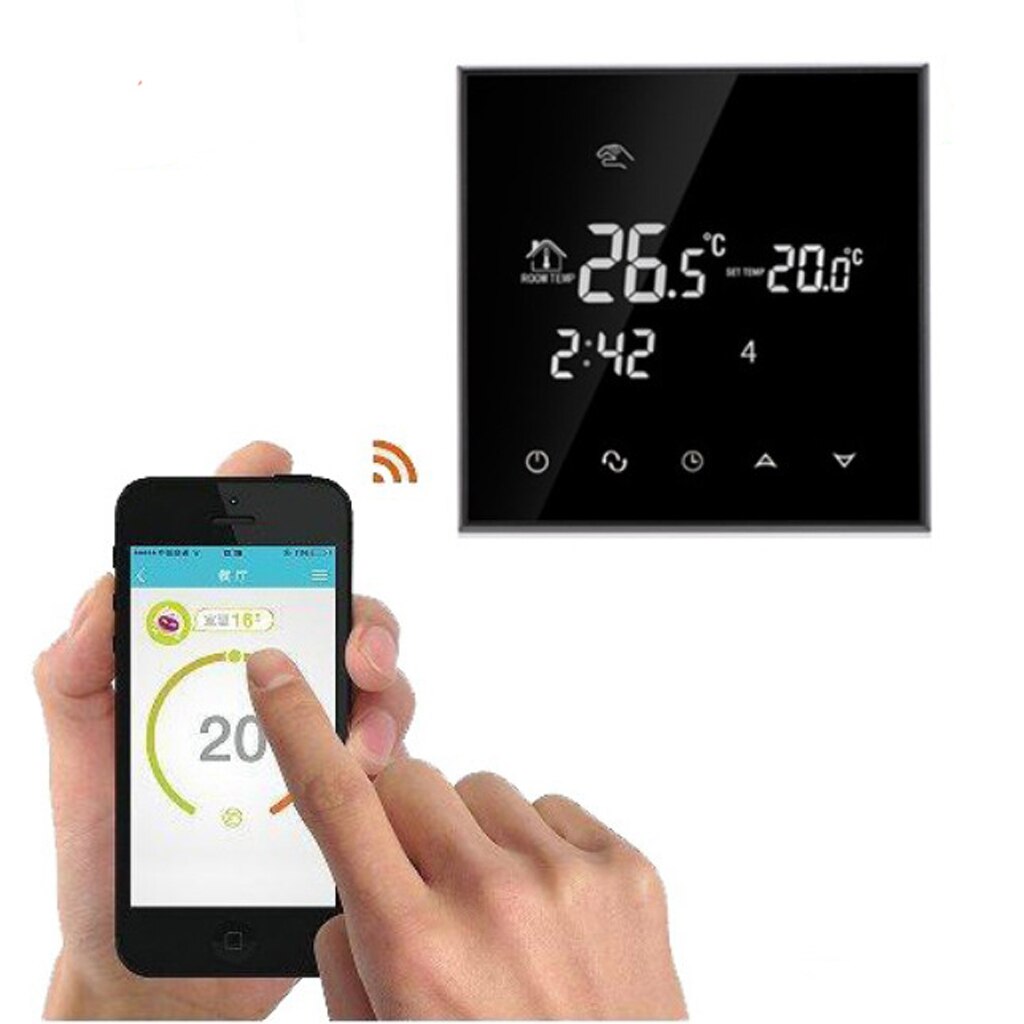 Boîtier pour écran tactile LCD avec géofençage | HY03WE-4, minuterie App Programmable Encho Wifi, Thermostat numérique sans fil, boîtier pour 7 jours