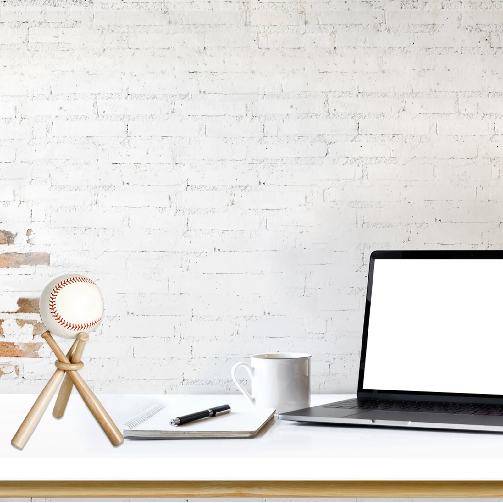 1 set creative mini baseball bat display holder wooden baseball stand with wooden circles