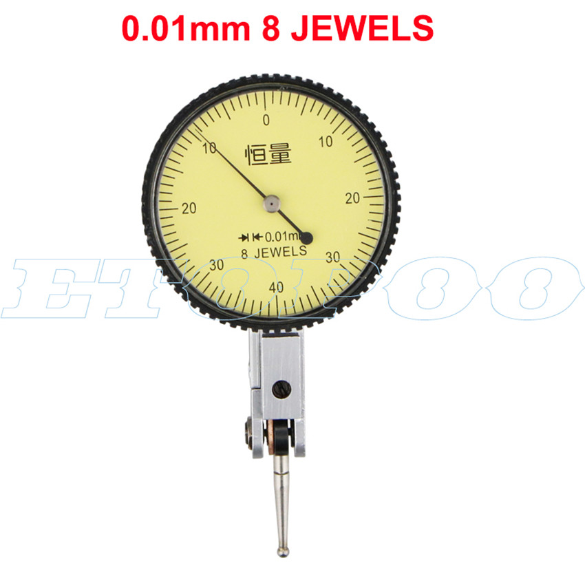0-0.002mm 8 jewels Lever Indicator Analog Display Dial Lever Shockproof Dial test Gauge Indicator Meter Dial Micrometer 0-0.8mm: 0.01mm 8jewels