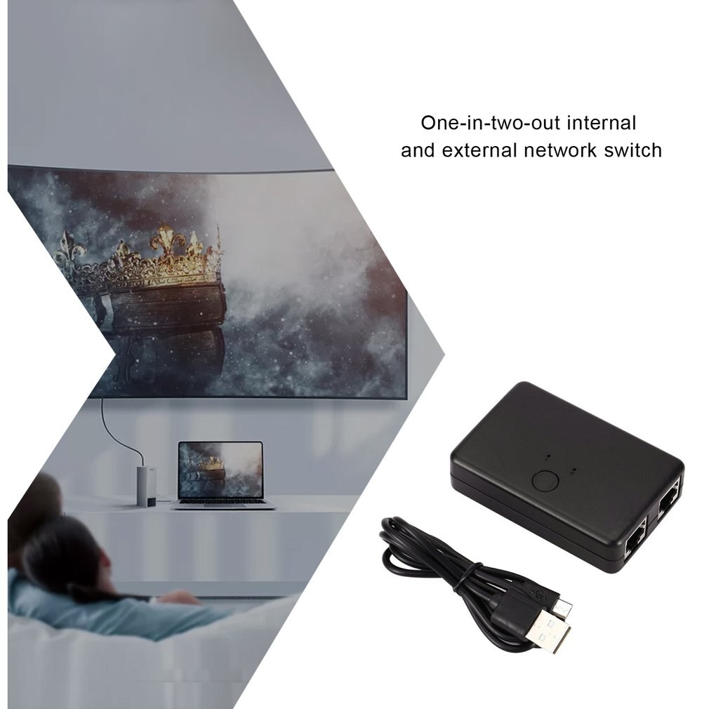 One-In-Two-Out Internal And External Network Switch Rj45-2 Network Switch Two-Port Network Interface Switch