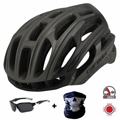 Intergrally-molded Men Women Cycling Helmets Safe Taillight Mountain Road Bike MTB Bicycle TT Helmet with Light Casco Ciclismo: Dark Gray