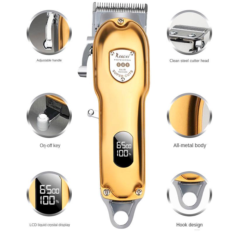 RESUXI JM -101 Electric Hair Clipper LCD Digital Display 110-240V/10W Rechargeable Stainless Steel