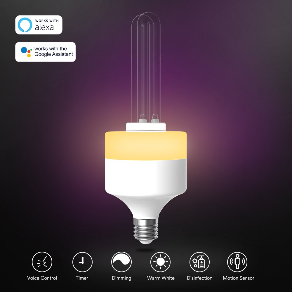 Wifi pære lampe & led  e27 smart kropssensor google home alexa