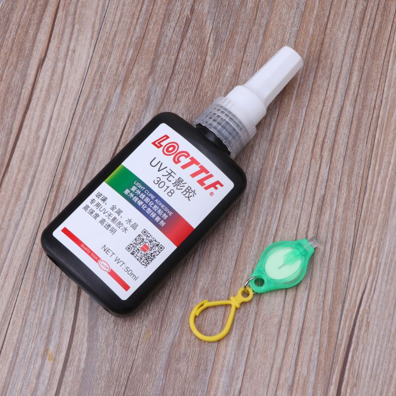 UV Light + 50ML Fast Curing UV Glue Sunlight Curing Adhesive Transparent Glass Bonding Repair Liquid Glue Adhesive Kit