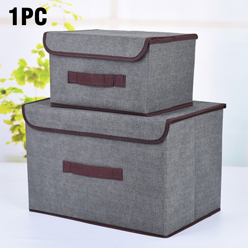 Non-woven suit large capacity storage box dustproof storage box Folding fabric imitation linen portable dustproof storage box: M / Blue