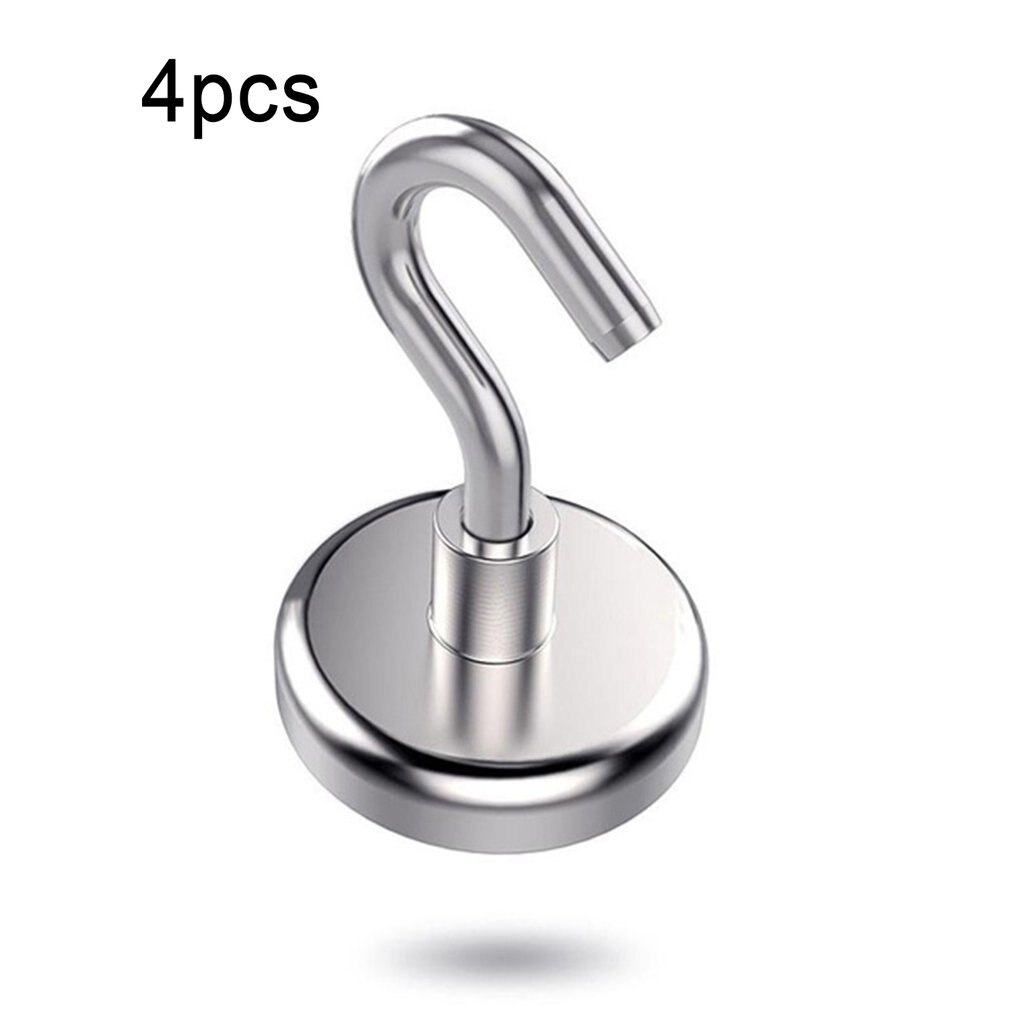 Magnetic Hooks Powerful Magnetic Hook Holder Wall Suction Hook Bracket Hardware Magnetic Tool Silver: 4pcs E32
