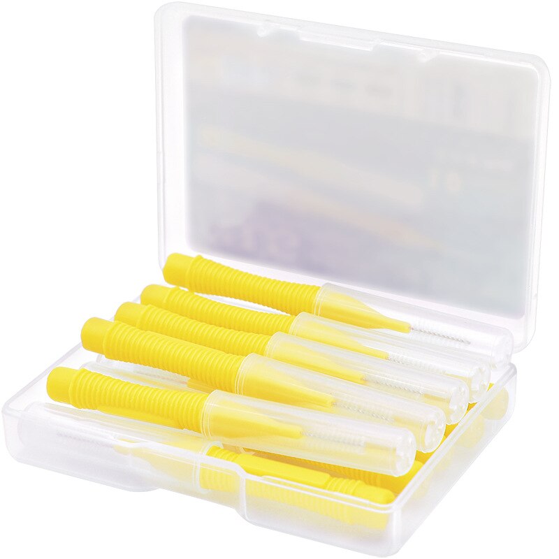 10 Stk/doos 0.4-1.5Mm Interdentale Borstels Gezondheidszorg Tand Push-Pull Escova Verwijdert Voedsel En Plaque Beter tanden Mondhygiëne Tool: yellown 10pcs