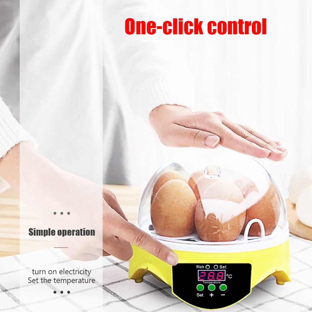 7 Eggs Incubator Poultry Incubator Brooder Digital Temperature Farm Hatchery Mini Egg Incubator Chicken Duck Bird Pigeon Brooder