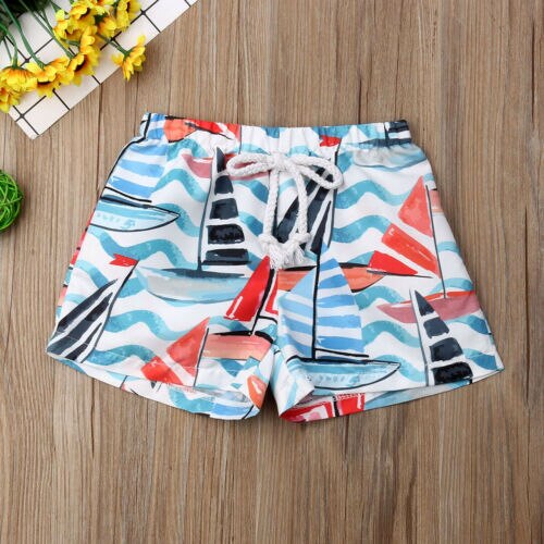 Hawaiiske shorts baby drenge print afslappet sommer strand shorts badetøj badning 0-4y: Rød / 4t