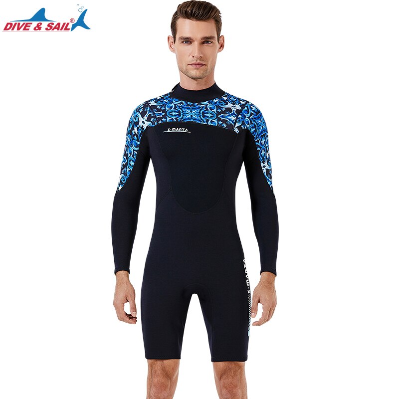 Traje de neopreno femenino de 1,5 MM para surf, natación, buceo, traje de triatlón para agua fría, buceo, pesca submarina, traje de navegación: Azul / XXL