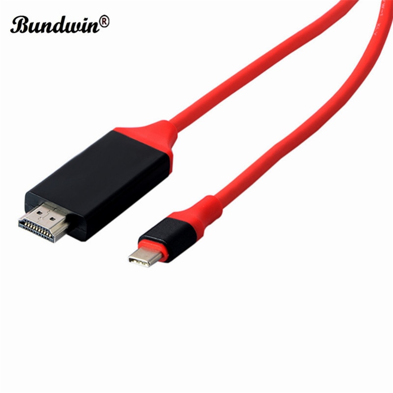 Bundwin type c usb 3.1 to hdmi-kompatibel kabel 4k 2m usb-c til hdtv konverteradapter for galaxy  s8 for huawei mate 10 pro  p20