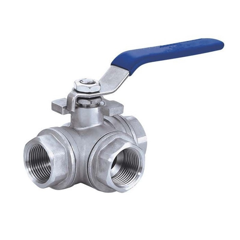 roestvrij staal schakelaar kogelkraan 1/2 "inch bsp DN15 SS304 L type T flow 3 manier water kogelkraan