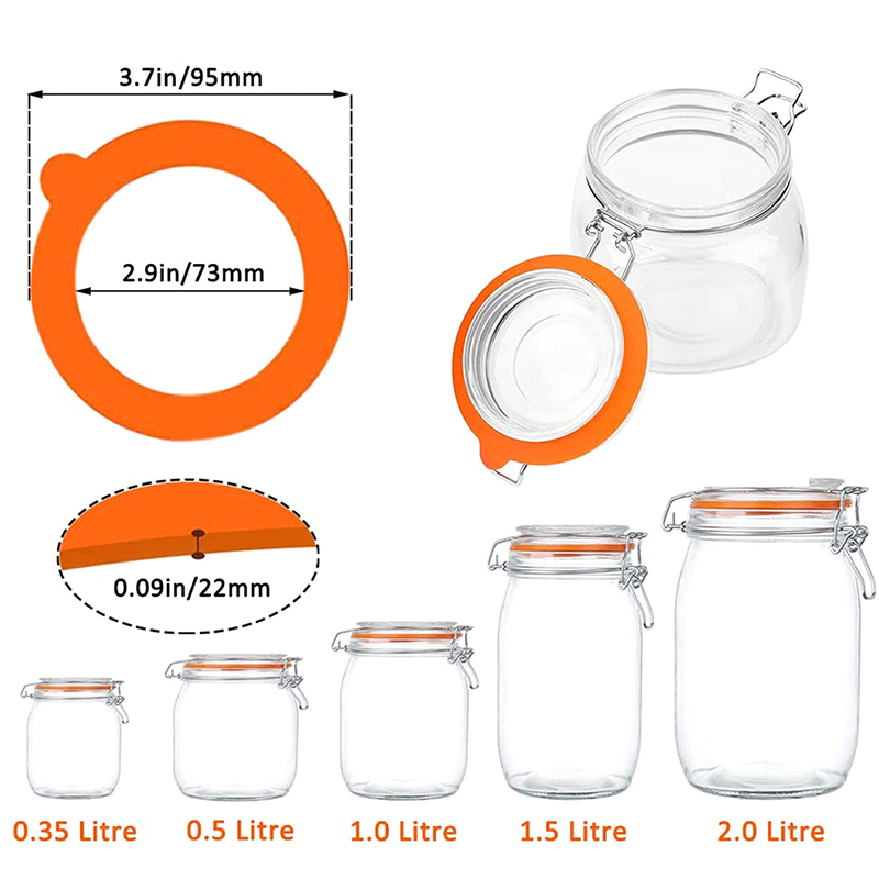 5Pcs Silicone Replacement Gasket Airtight Seals Rings Leak Proof Canning Seals for Glass Clip Top Jars Storage Containers