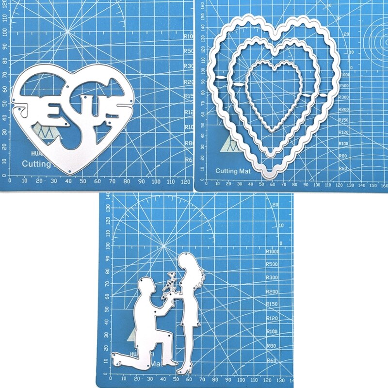 3PCS Cutting Dies Heart Cutting Dies Love Heart Embossing Stencils Templates for Scrapbooking,Valentine's Day Craft