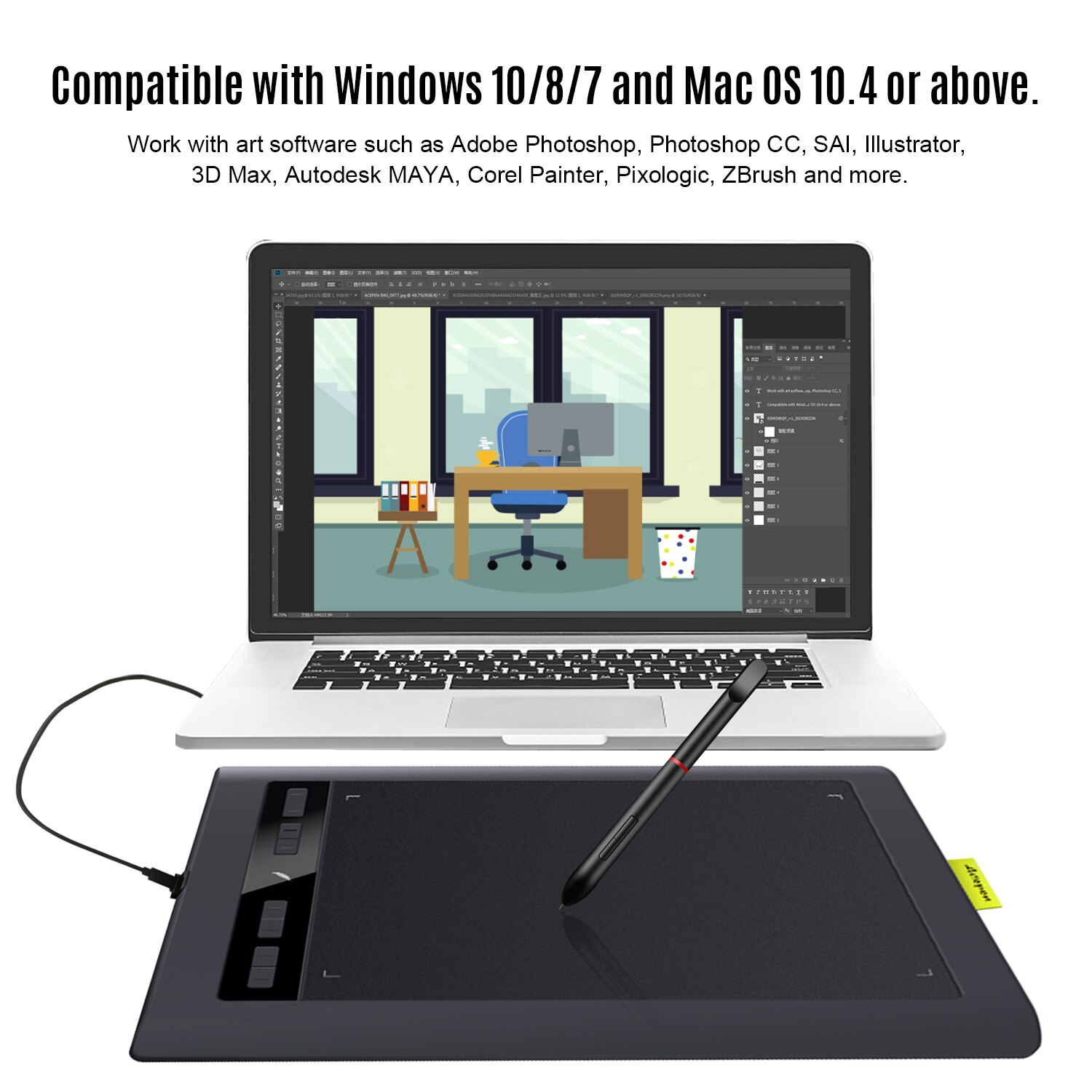 Acepen AP1060 10*6 Inch Digital Graphics Drawing Tablet Pad Board Kit with Battery-free Stylus 8192 Levels Pressure