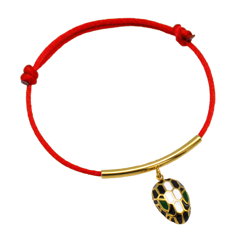 Pulsera de cuerda con cabeza de serpiente esmaltada para mujer, clásico, Color dorado, acero inoxidable, ajustable, accesorios de pulsera DIY: Chapado en rodio