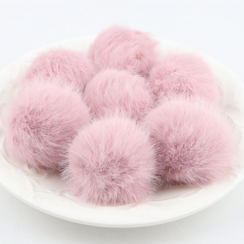 35mm/10 Uds. Bolas de piel de conejo pompón Artificial Multi color pompón DIY pompones manualidades para bolas de pelo Furball suministros de costura: light purple