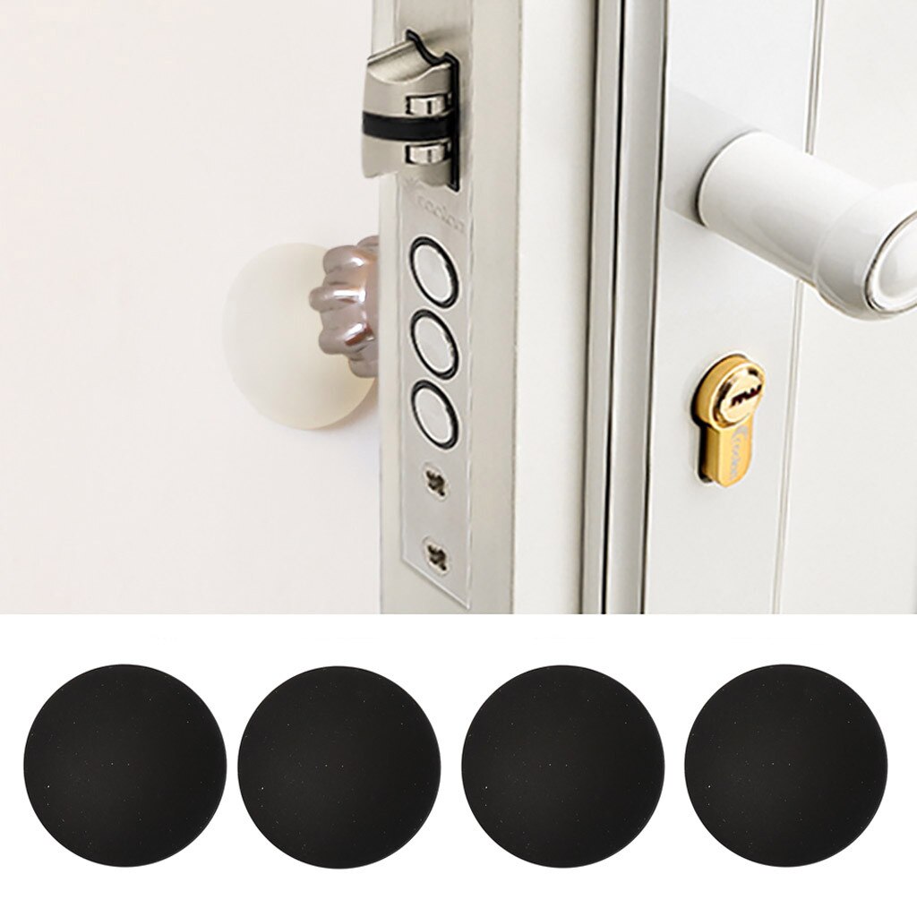 Rubber Home Door Doorknob Back Wall Protector Savior Shockproof Crash Pad Door Stopper Doorknob Rubber Fender Lock Protective: Black 4pc