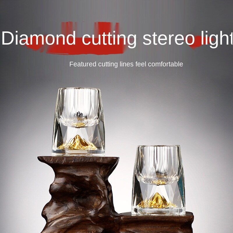 Licht Luxus Kristall Glas Gold Folie Wodka Glas Doppel Kreative Persönlichkeit Blei-Freies Sicherheit Festen Boden Glas