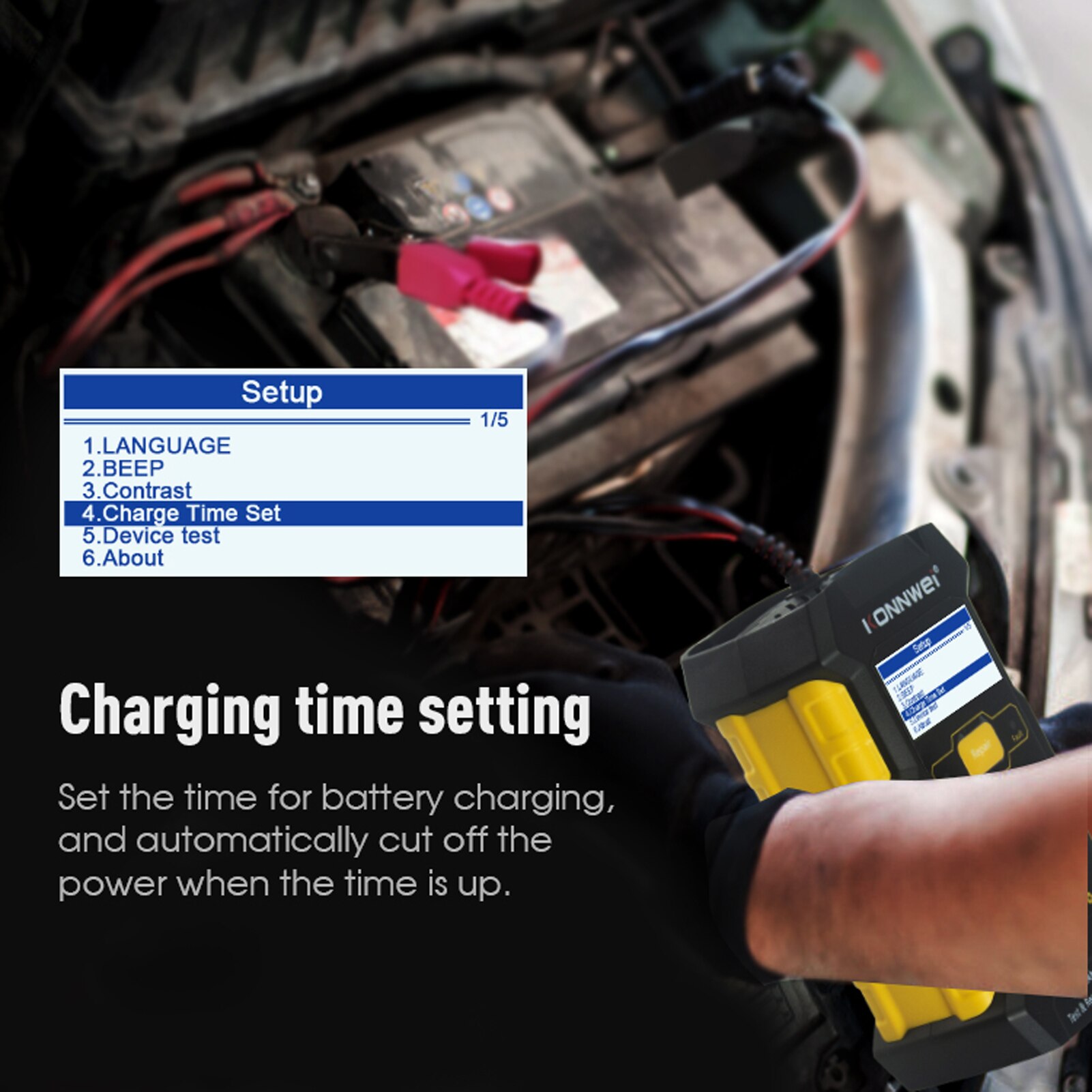 KW510 Car Battery Tester Multifunctional Pulse Repairing Car Battery Chargers Auto Maintenance Tool Automotive Diagnostic Device