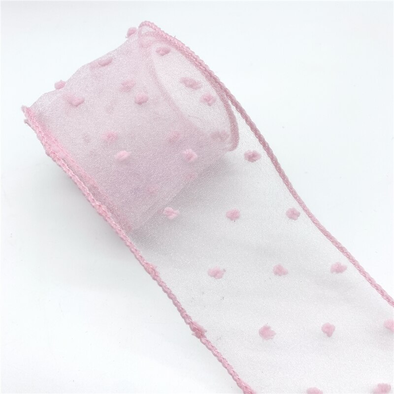 3Yards/Lot 50Mm Kant Lint Fluwelen Stippen Organza Lint Voor Bow Bruiloft Kerst Decoratie Diy Kleding Naaien stof