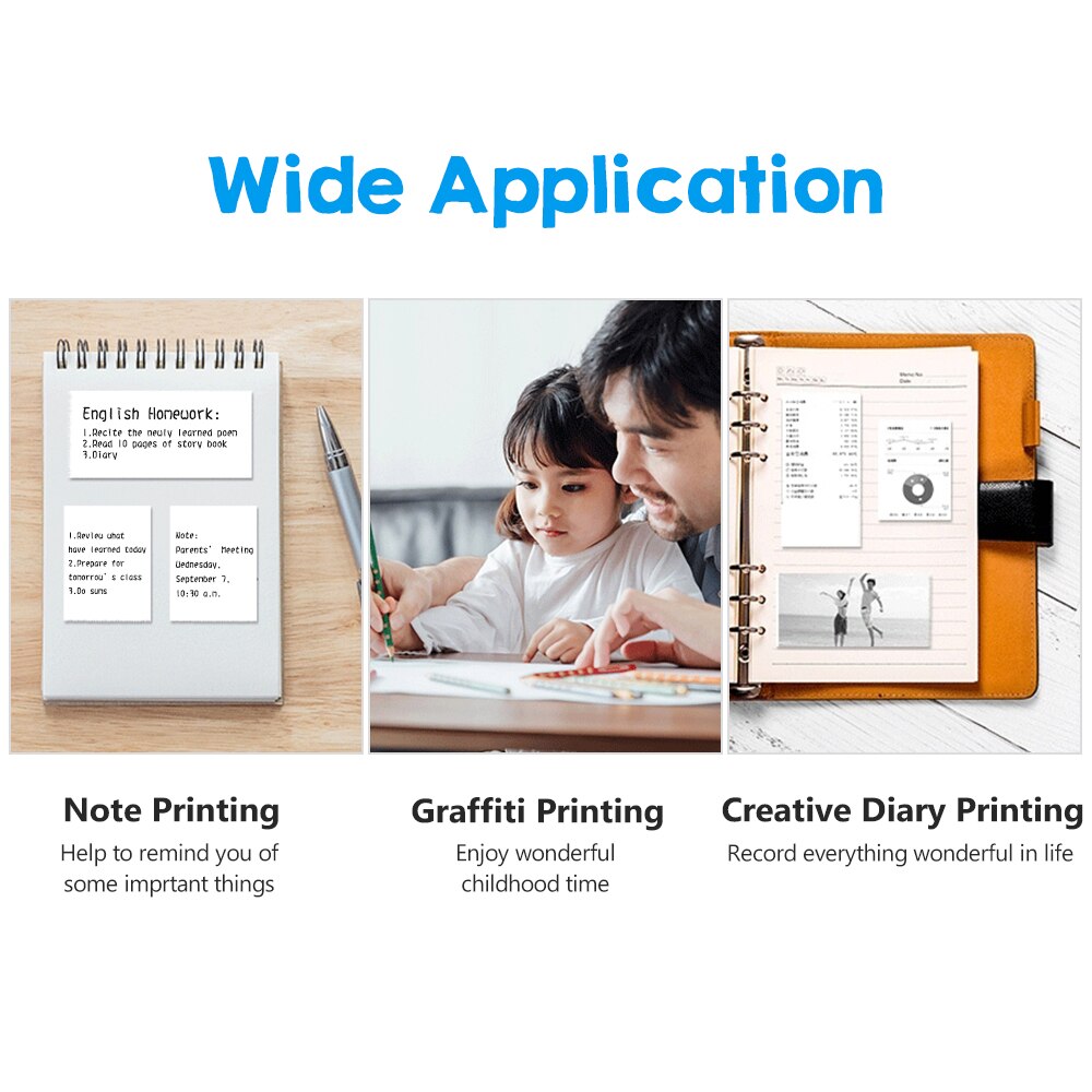 Kids Mini Pocket Printer Portable Thermal Printer BT Cute Appearance Printer w/ Printing Paper for Note Photo Document Printing