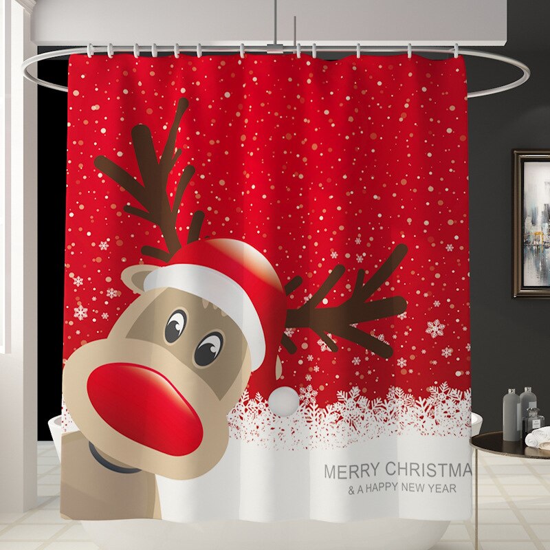 Zeegle Kerst Badmat En Douchegordijn Set Antislip Douche Floor Mat Absorberende Wc Tapijt Voet Mat Wasbare badmat Set: YL144