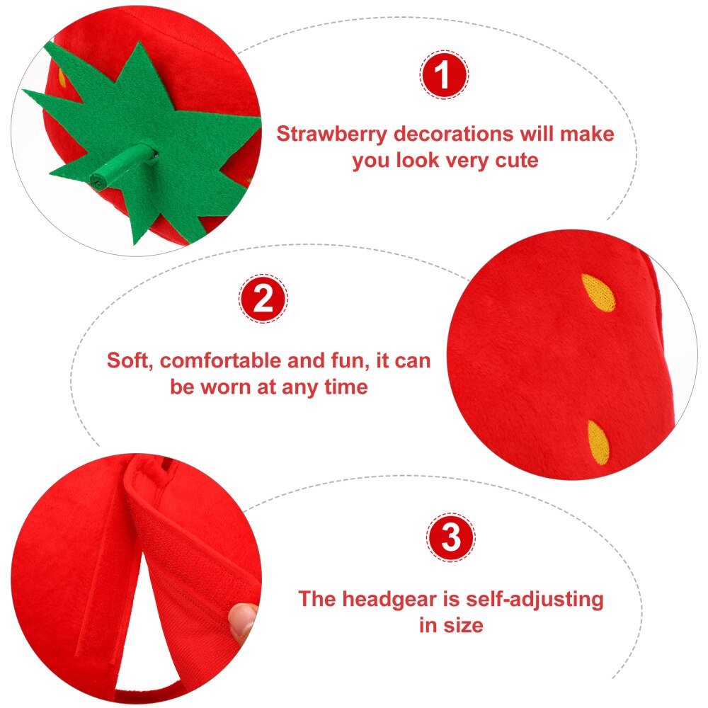 Sombrero de fresa con capucha de frutas, accesorio para disfraz para foto, Cosplay, , 1 ud.