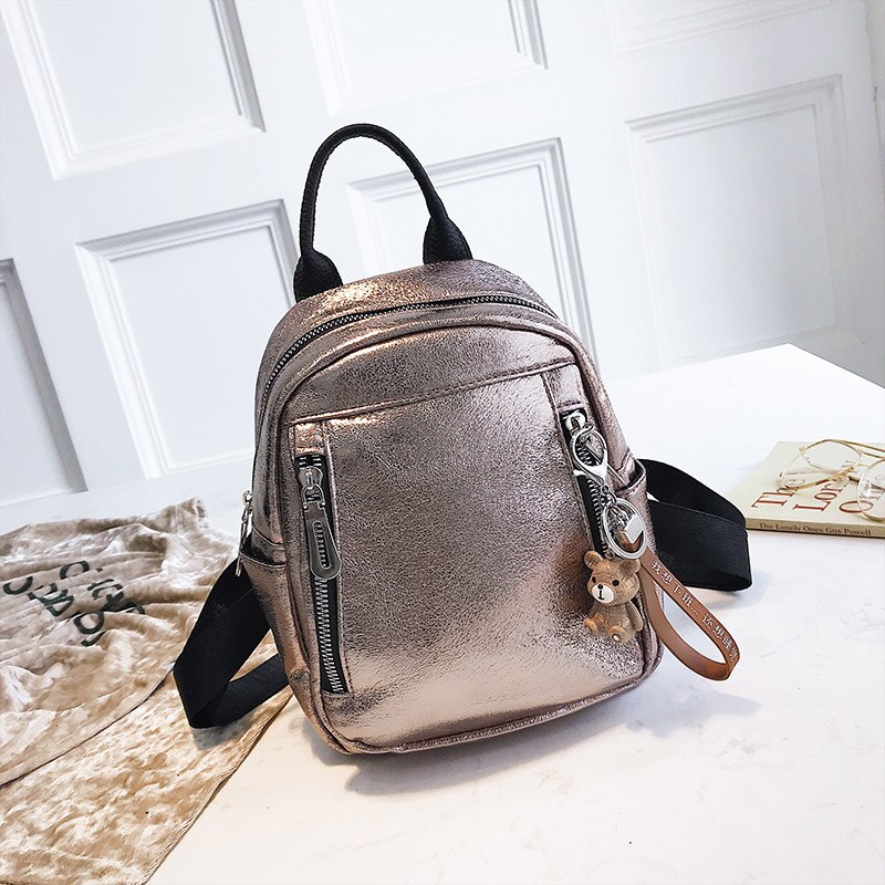 Dames pu leren rugzak mini rugzak schattige rugzak rugzak voor tienermeisjes kleine schooltassen vrouwelijke mochila  xa545h: Champagne groot