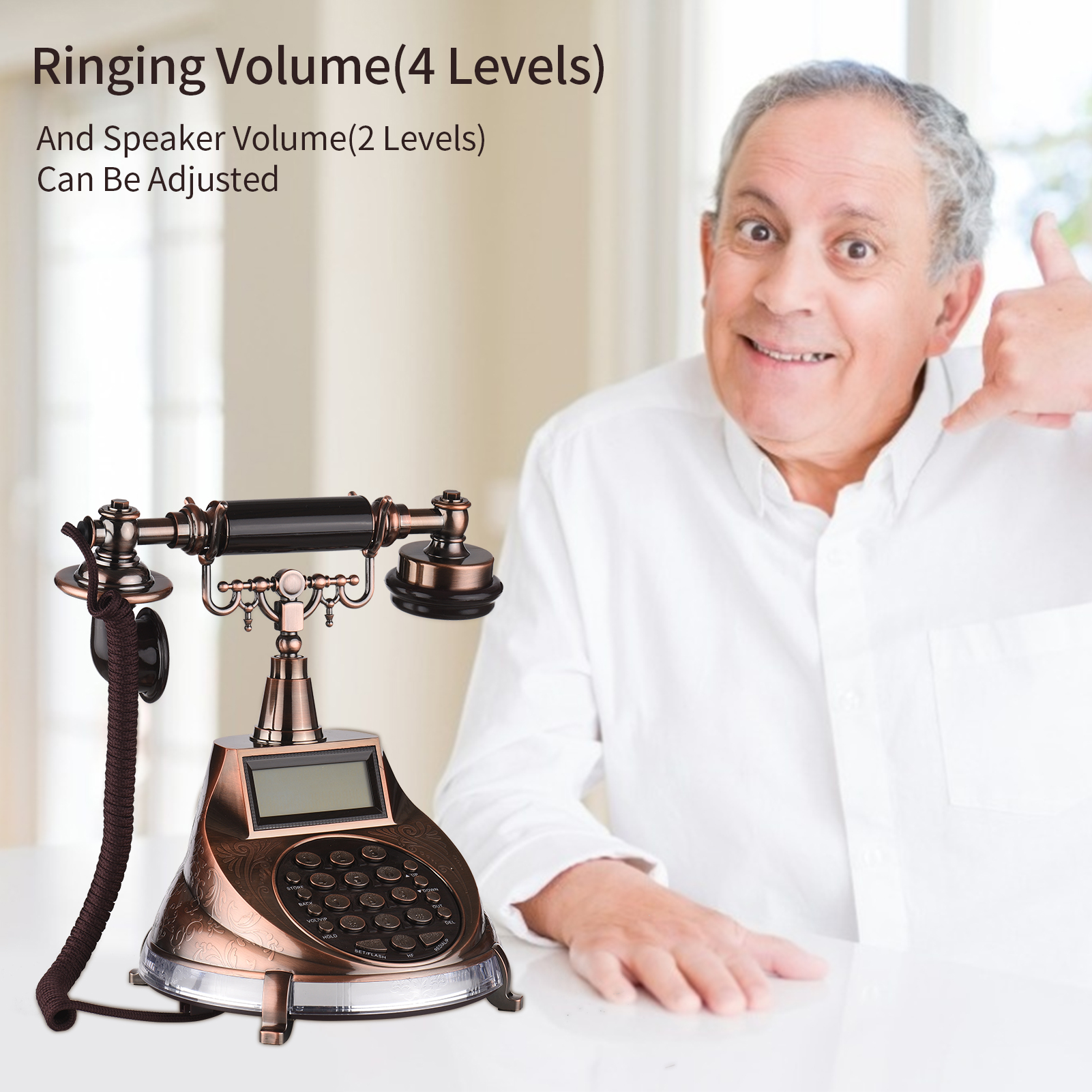 Vaste Telefoon Vintage Retro Stijl Telefoon Bureau Vaste Telefoon Ondersteuning Handsfree/Herhalen/Flash/Speed Dial/Ring Volumeregeling