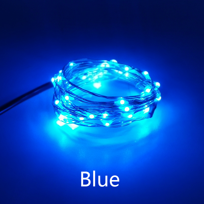 5Vusb Led Koperdraad Kerstverlichting String 10Leds/M 5/10M Enkele Kleur Of Kleurrijk Voor Kerst Feestelijke Verlichting Decoratie Diy: Rood / 350W