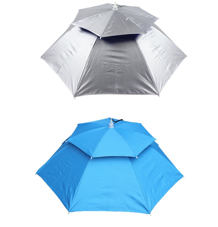 Regntøj sommersol/regn solid dobbelt vindtæt anti-uv paraplyer hat fiskehat bærbar