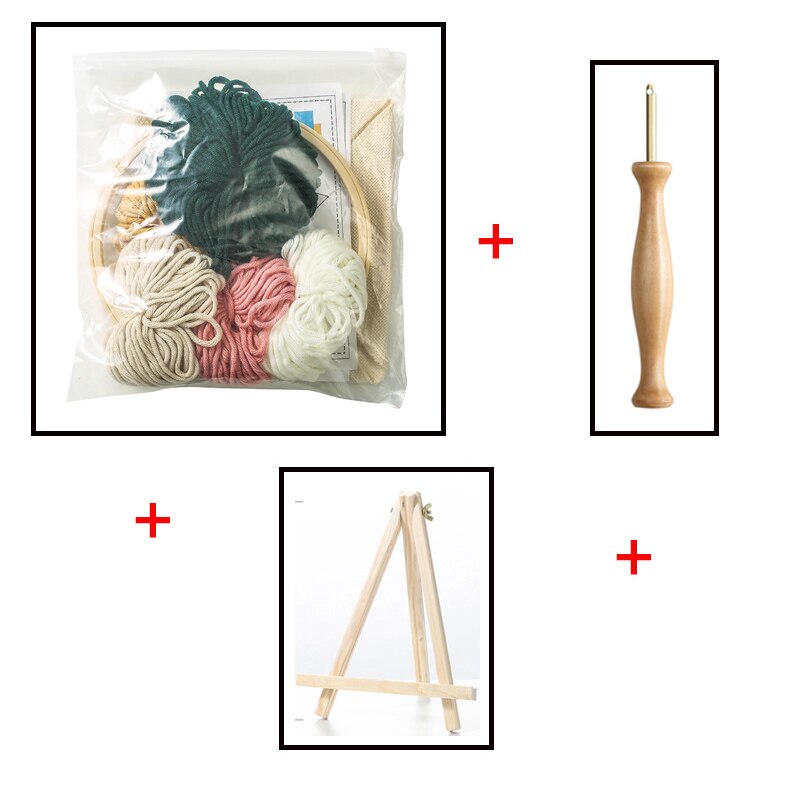 Landscape Easy DIY Punch Needle Embroidery Kit with Hoop Cross Stitch Set for Beginner Handmade Sewing Art Craft Home Decor: with Support