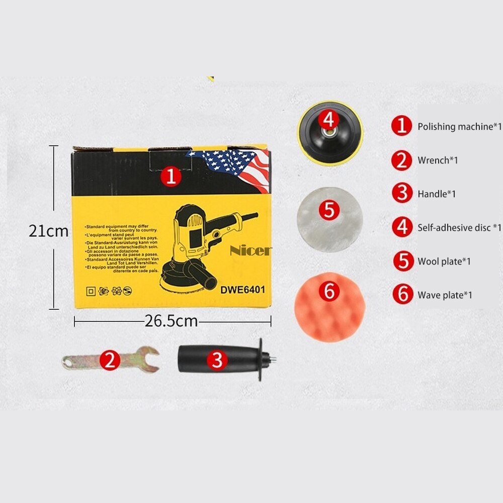 220V 3000rpm Electric Car Polisher Machine 700W Auto Polishing Machine Adjustable Speed Sanding Waxing Tools Car Accessories: Set 1