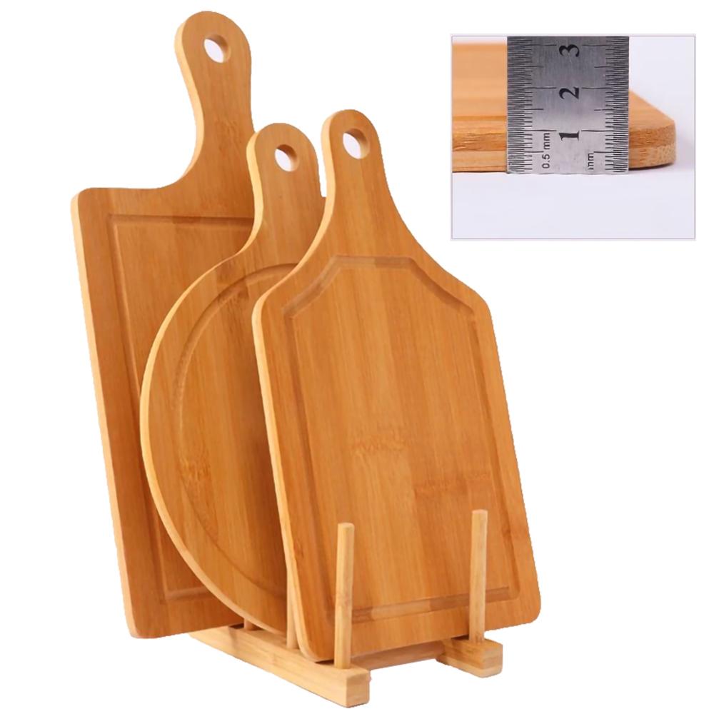 Wooden Pizza board Round with Hand Pizza Baking Tray Pizza Stone Cutting Board Platter Pizza Cake Bakeware Tools