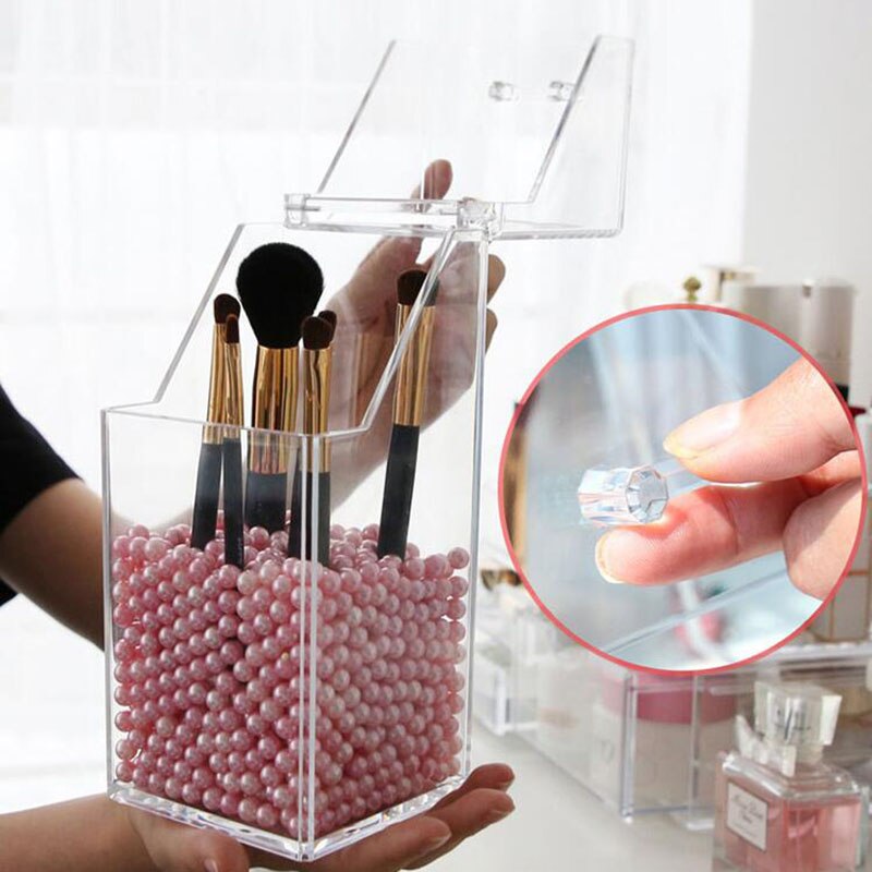 Boîte de rangement de brosse cosmétique, boîte de rangement de maquillage, porte-brosse acrylique, porte-eyeliner, présentoir avec couvercle, boîte en plastique transparente anti-poussière