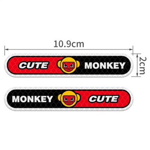 4pcs Cartoon Monkey Reflective Sticker Car Decal Frog Bear Animal Safety Warn Tape Scratch Modification Made with 3M: Monkey