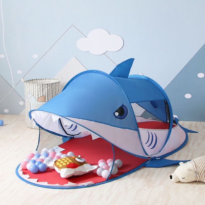 Animale del fumetto Per Bambini Tenda Portatile Shark Tenda Per Bambini All'aperto di Grandi Dimensioni Pop Up Tende Giocattolo Coperta Reti Infantile Piscina di Palline Gioco casa