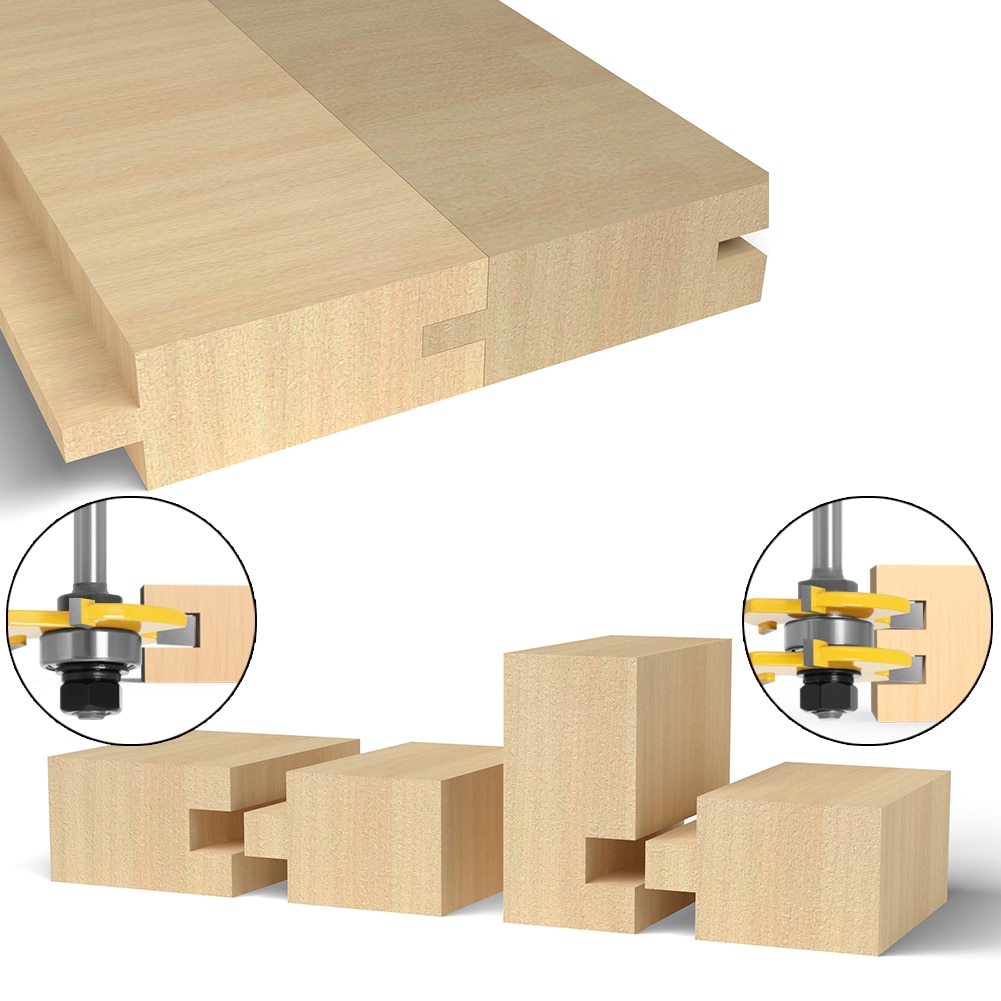 2 pc 8mm tige langue et rainure Joint ensemble routeur jeu de forets 3/4 "Stock bois outil de coupe-RCT