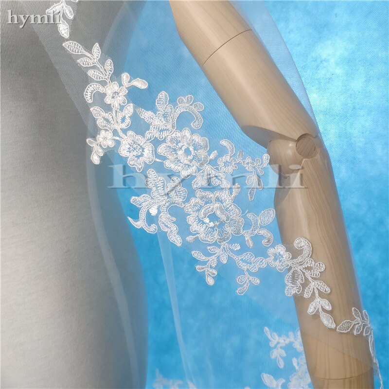 Nueva longitud de la yema del dedo 1 capa suave encaje velo de novia accesorios de boda blanco marfil velo de boda peine de Metal