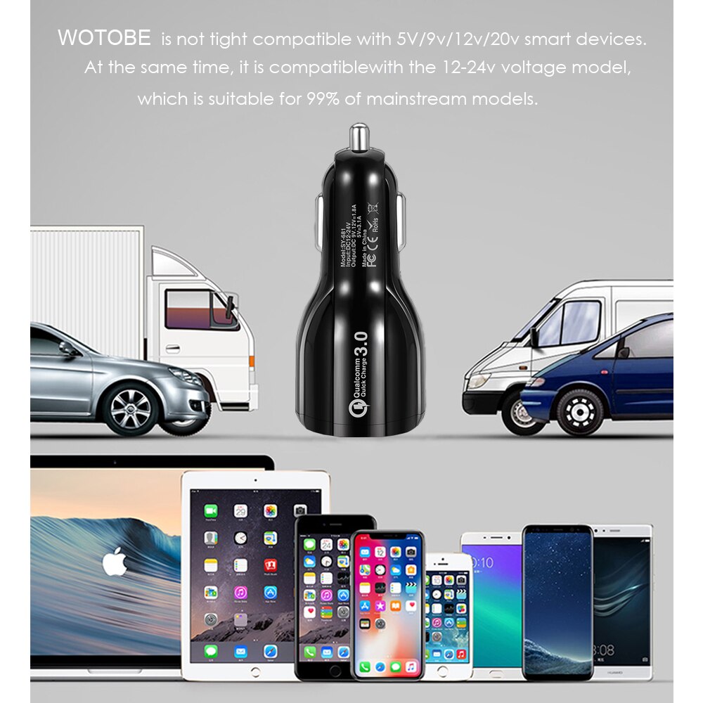 30W QC3.0 Autolader, snel Opladen 3.0 Mobiele Telefoon Oplader 2 Poort Voor Iphone/Ipad Samsung Huawei Xiaomi Rapid Auto En 3A Kabel