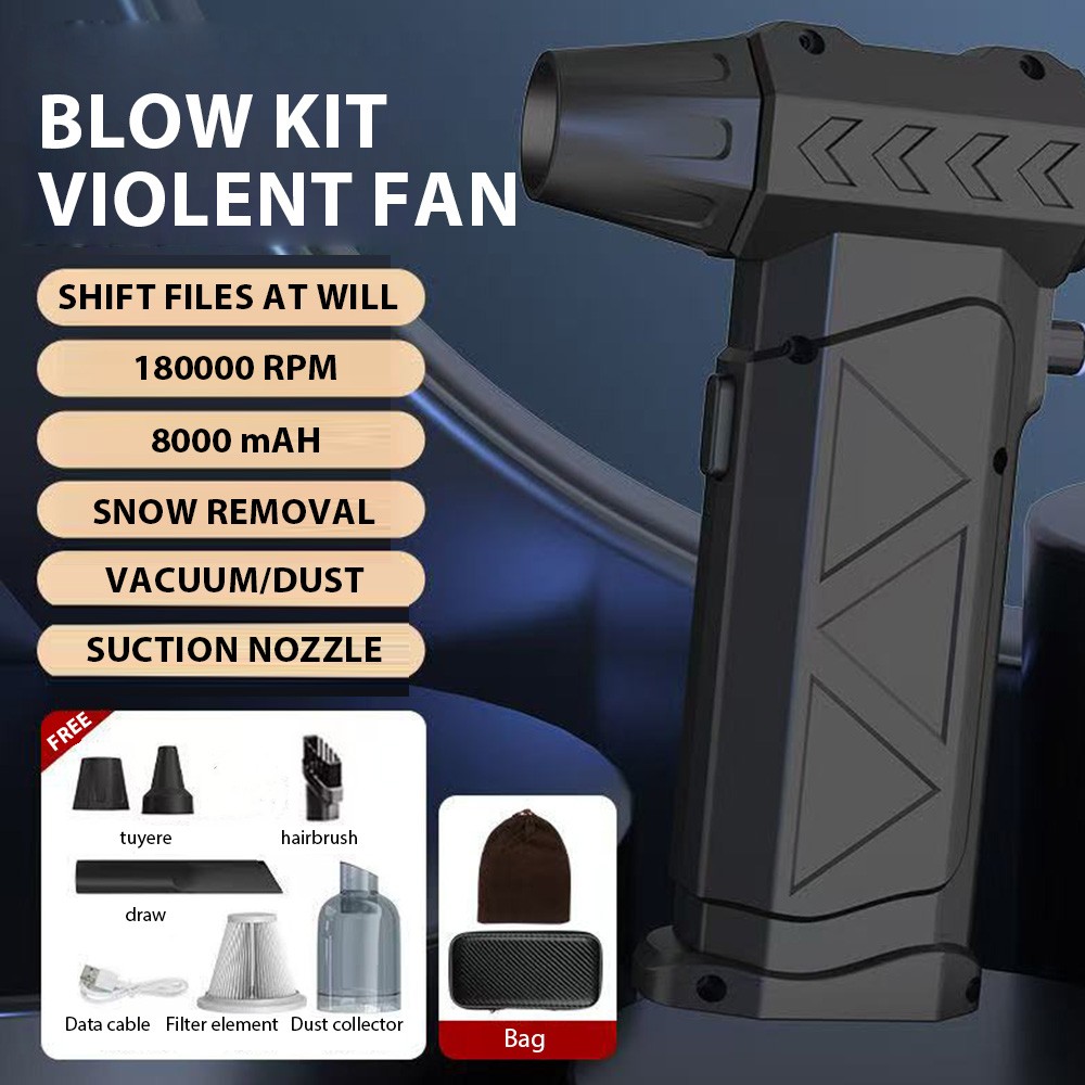 Turbo Fan 180000 RPM Air Blower Handheld Electric Turbo Jet Fan Brushless Violent Blower Wind Speed 53m/s Industrial Duct Fan: Orange