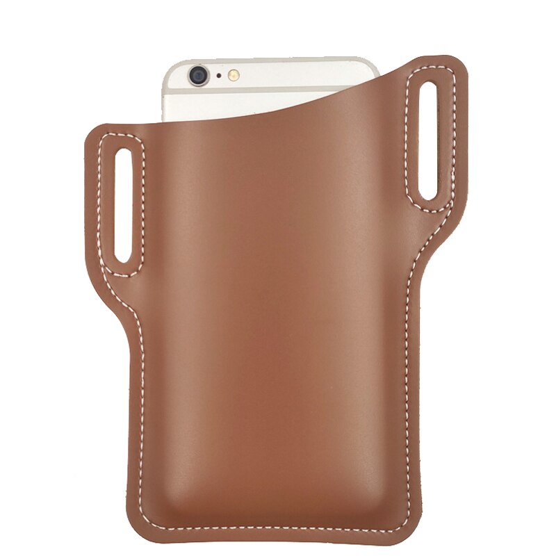 Protection Case Bag for Phones Handmade Leather Waist Belt Loop Mobile Phone Holster GK99: Dark Brown