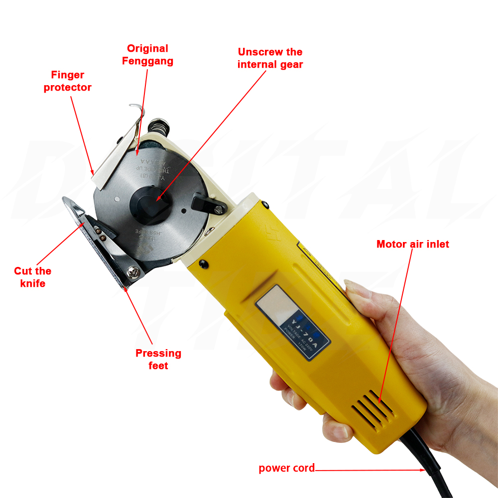 Tijeras eléctricas para cortar tela, Kit de máquina cortadora de tela, herramientas de corte para ropa, cuero, 220V, 70mm, 170W