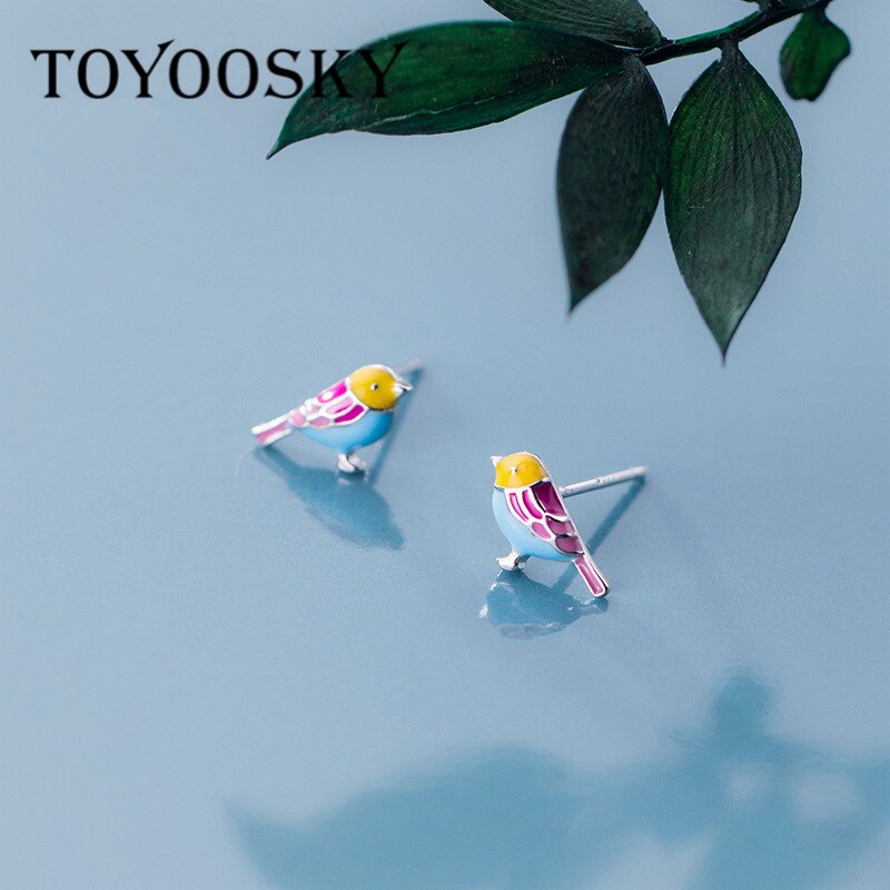 Toyoosky 100% 925 Sterling Zilver Matte Little Bird Stud Oorbellen Voor Vrouwen Voorkomen Allergie Meisje Mode-sieraden