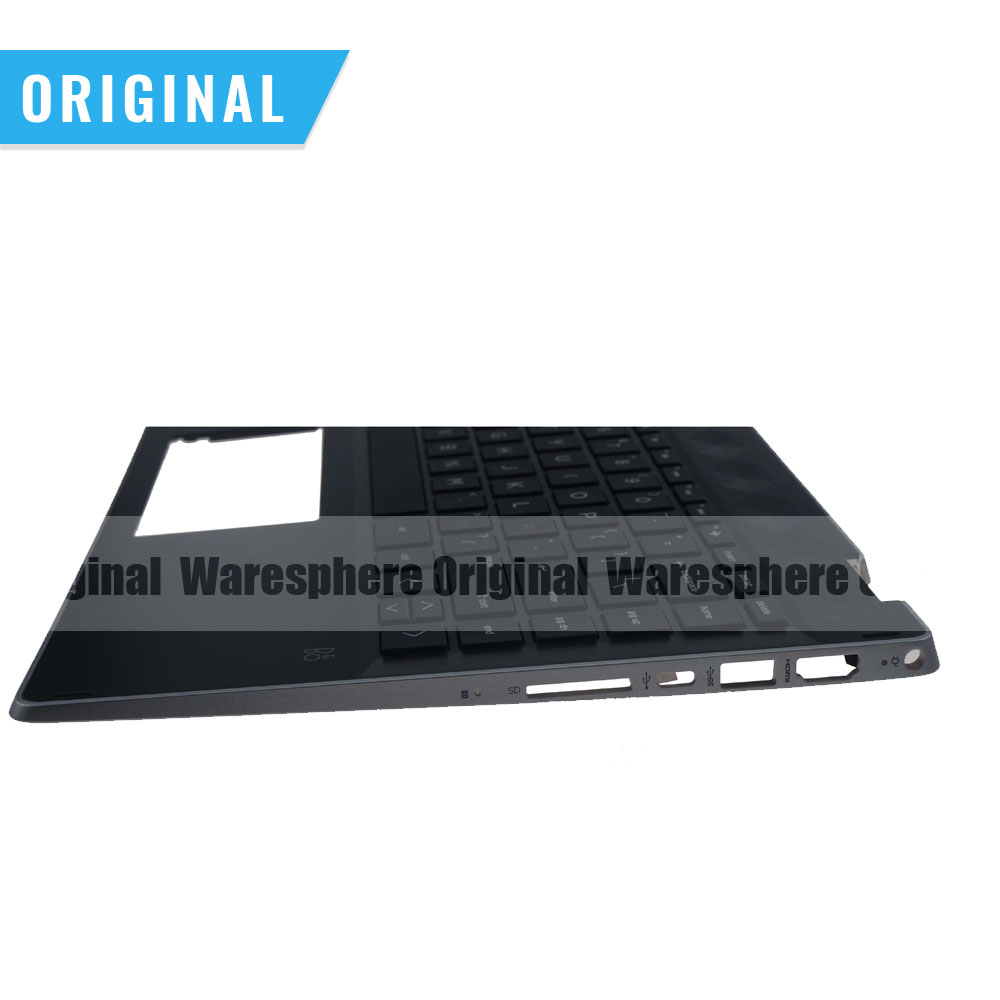Original Top Cover Upper Case for HP Pavilion X360 14-DH Palmrest With Non-backlit Keyboard L53796-001 Sliver / Blue Side: Silver Side